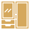 Wardrobe icon with mirror and door