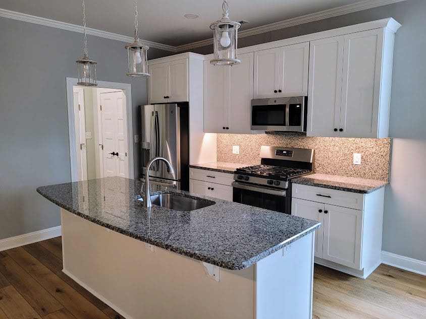 Modern kitchen with granite island