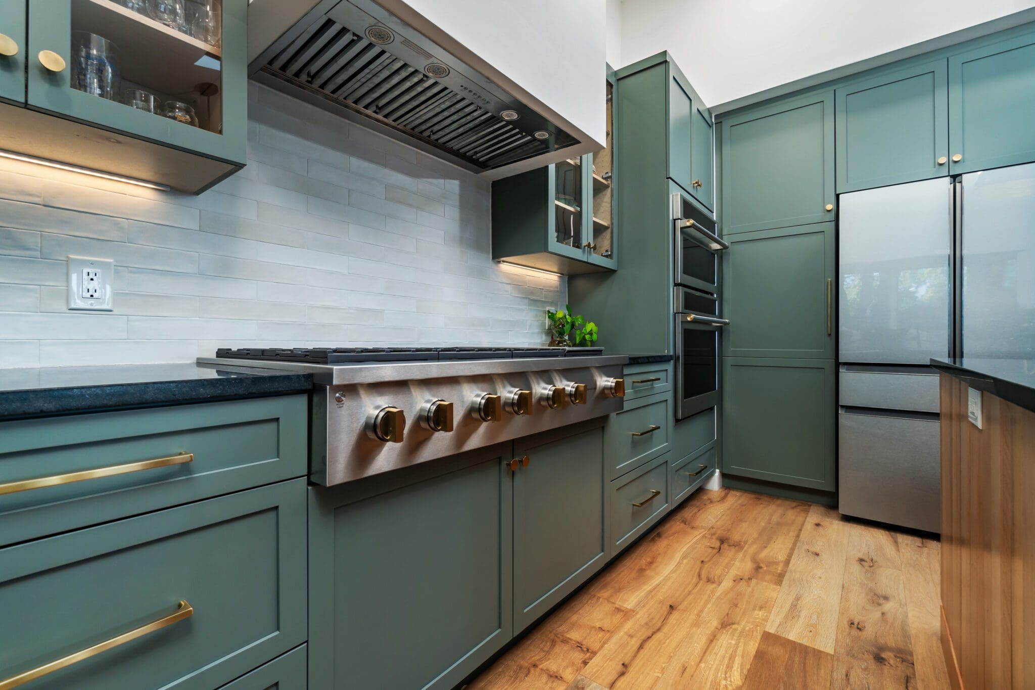 Stylish kitchen with wooden floors