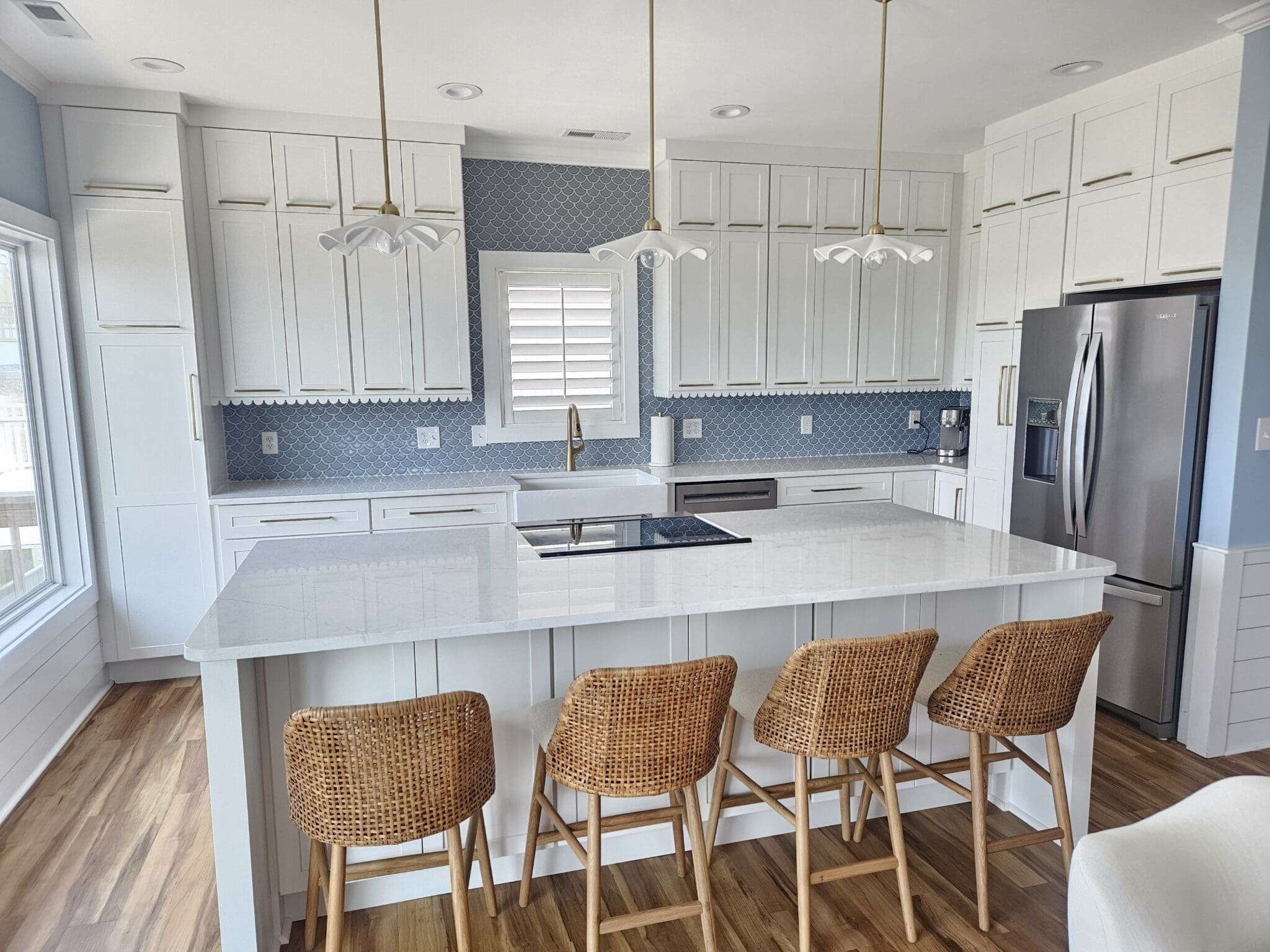 Modern kitchen with wicker bar stools