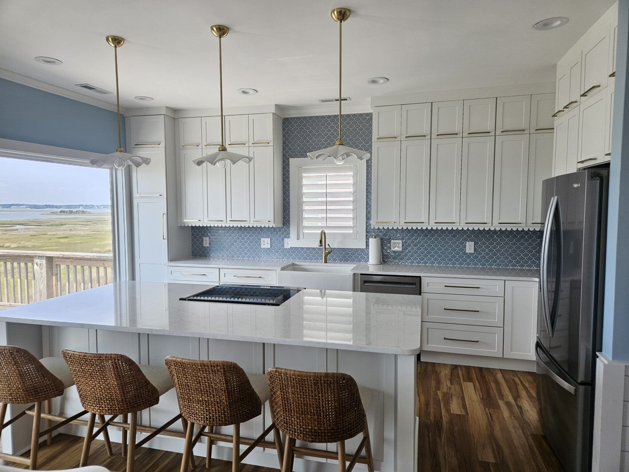 Bright kitchen overlooking scenic landscape