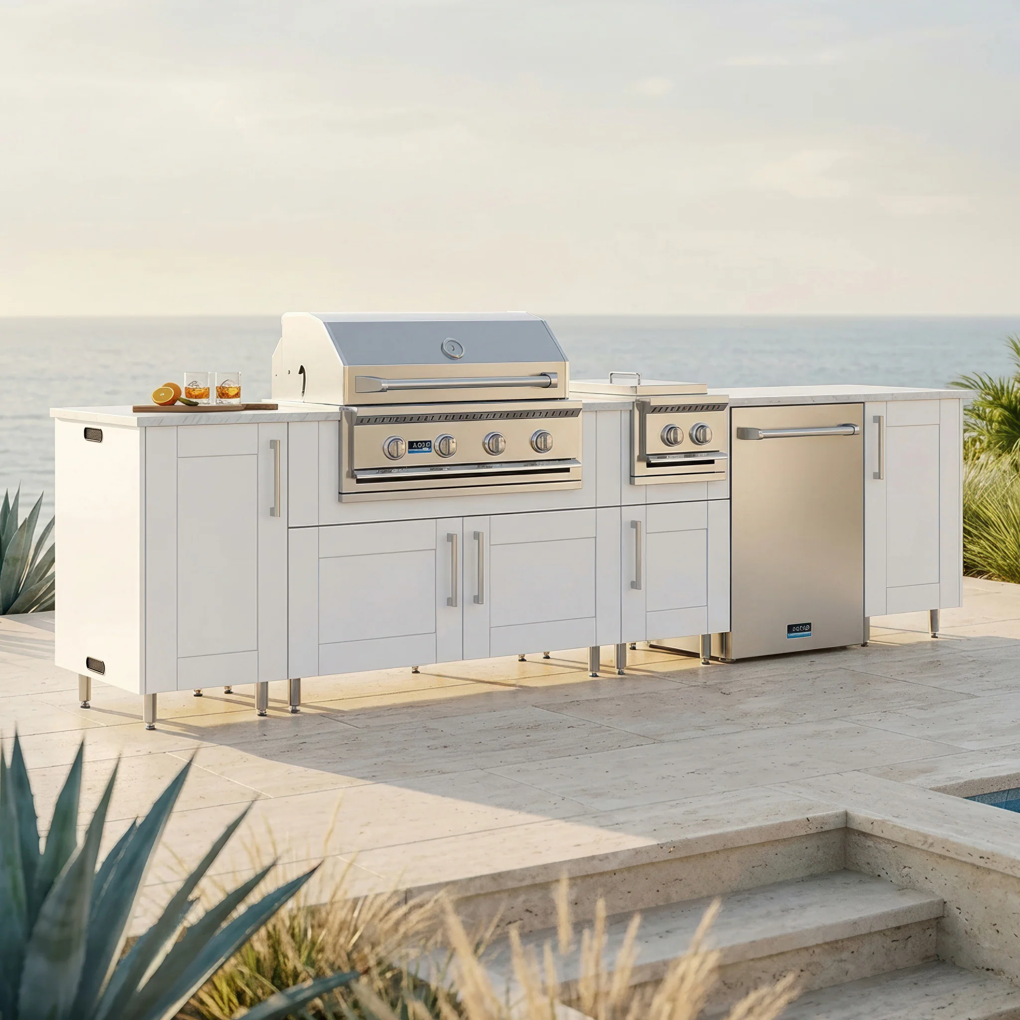 Elegant patio barbecue station